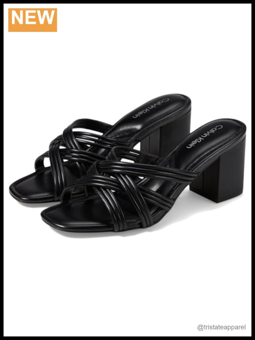 Leather strappy block heel sandals